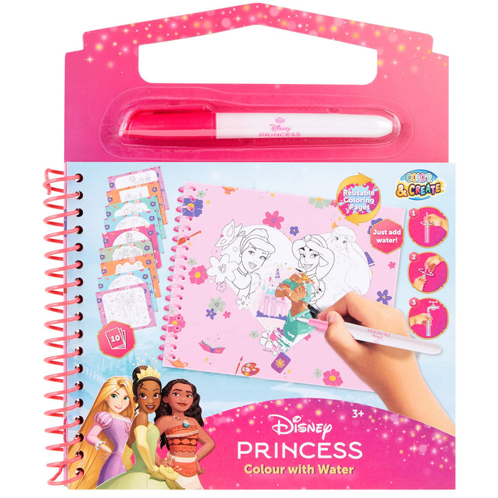 Disney Princess waterkleurboek, 10 herbruikbare kleurplaten
