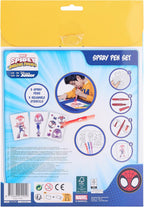 Marvel Spidey spray pen set A4 envelop, 3 pennen en 3 sjablonen