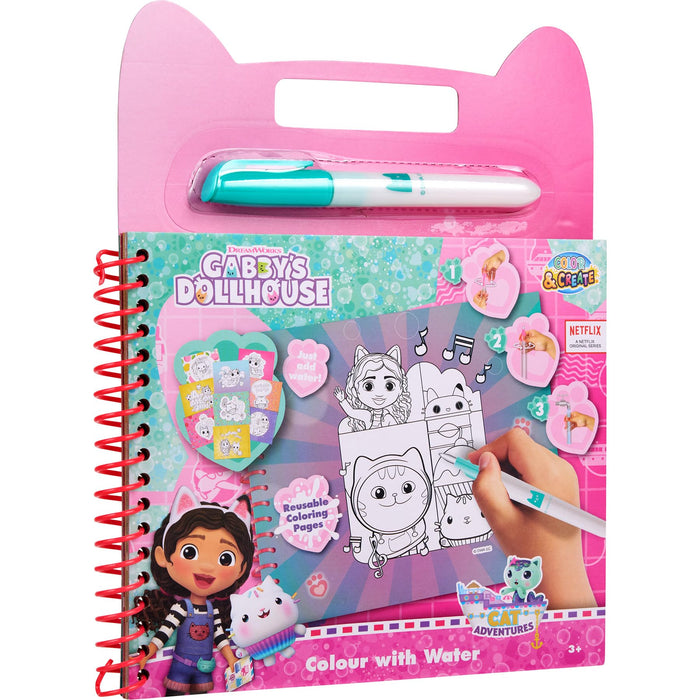 Gabby's Dollhouse waterkleurboek, 10 herbruikbare kleurplaten