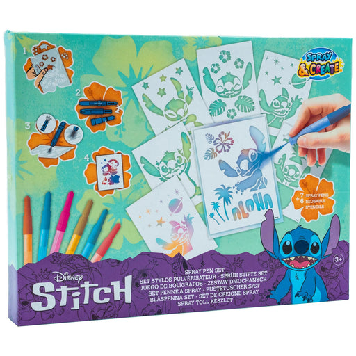 Disney Stitch spray pen set, 7 pennen en 6 sjablonen