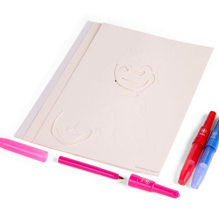 Paw Patrol - Spray Pen Set A4 Enveloppe (PW23363) - Kleurstiften voor Kinderen - Tekenset met Gekleurde Pennen en Tekensjablonen