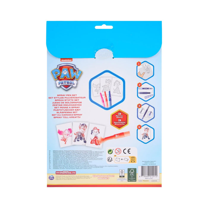 Paw Patrol - Spray Pen Set A4 Enveloppe (PW23363) - Kleurstiften voor Kinderen - Tekenset met Gekleurde Pennen en Tekensjablonen
