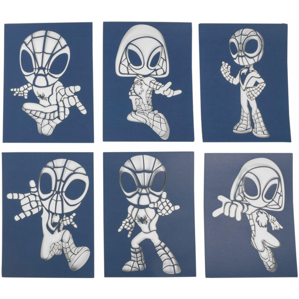 Marvel Spidey spray pen set, 7 pennen en 6 sjablonen