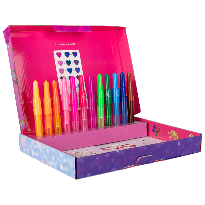 Disney Princess - Spray Pen Set - Kleurstiften voor Kinderen - Tekenset met Gekleurde Pennen en Tekensjablonen