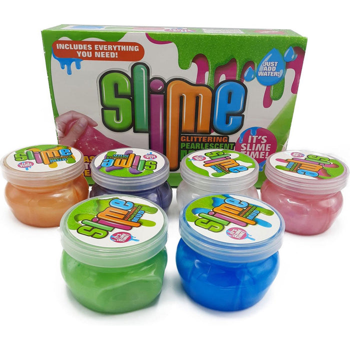 Glitterslijm - It's Slime Time - Pakket met 6 potten glitter slijm (6 x 290 gram)