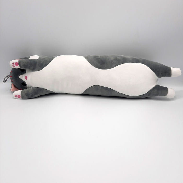 Kawaii Kussen - Lange Knuffel Kat - Knuffelkussen - Kinderen & Volwassenen - Pluche 54 cm (grijs)
