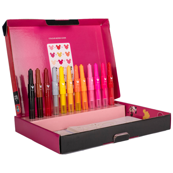 Minnie Mouse - Spray Pen Set - Kleurstiften voor Kinderen - Tekenset met Gekleurde Pennen en Tekensjablonen