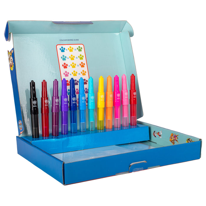 Paw Patrol - Spray Pen Set - Kleurstiften voor Kinderen - Tekenset met Gekleurde Pennen en Tekensjablonen