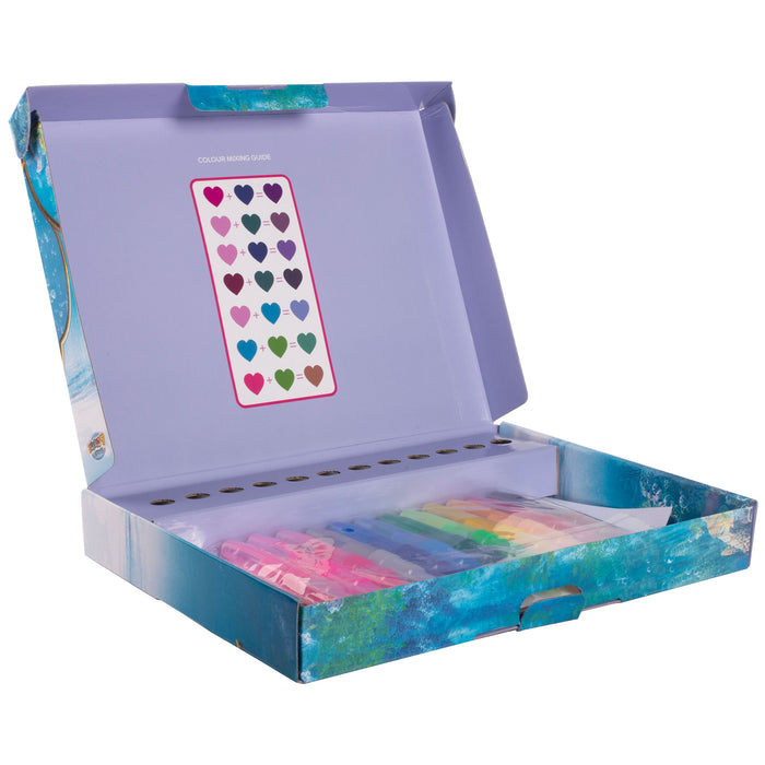 The Little Mermaid - Spray Pen Set - Kleurstiften voor Kinderen - Tekenset met Gekleurde Pennen en Tekensjablonen