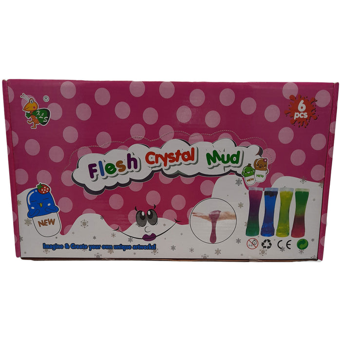 Flesh Crystal Mud - Slime - Putty Slijm - Glitter Slijm - Slijm Pakket - 6 flesjes in doos (1.7 kg)