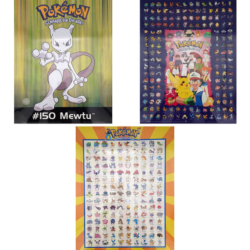 Pokemon - Poster Voordeelset - 3 Posters (50x40 cm) - Geplastificeerd - Kinderkamer - (Versie 5)