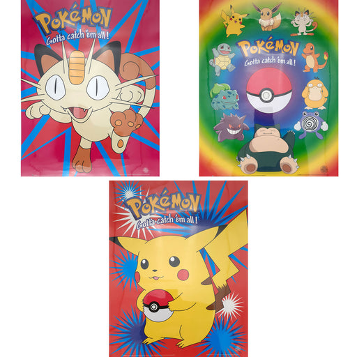 Pokemon - Poster Voordeelset - 3 Posters (50x40 cm) - Geplastificeerd - Kinderkamer - Pikachu - Celebrations - (Versie 2)