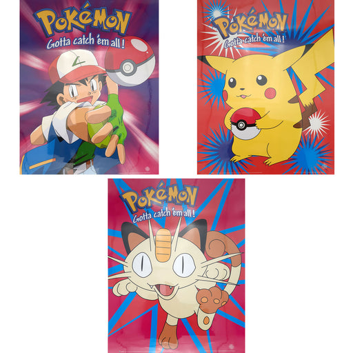 Pokemon - Poster Voordeelset - 3 Posters (50x40 cm) - Geplastificeerd - Pikachu - Kinderkamer - (Versie 3)