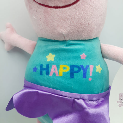 Peppa Pig - Peppa Big - Knuffel - Varken - Happy Shirt met Paarse Rok - 31 cm