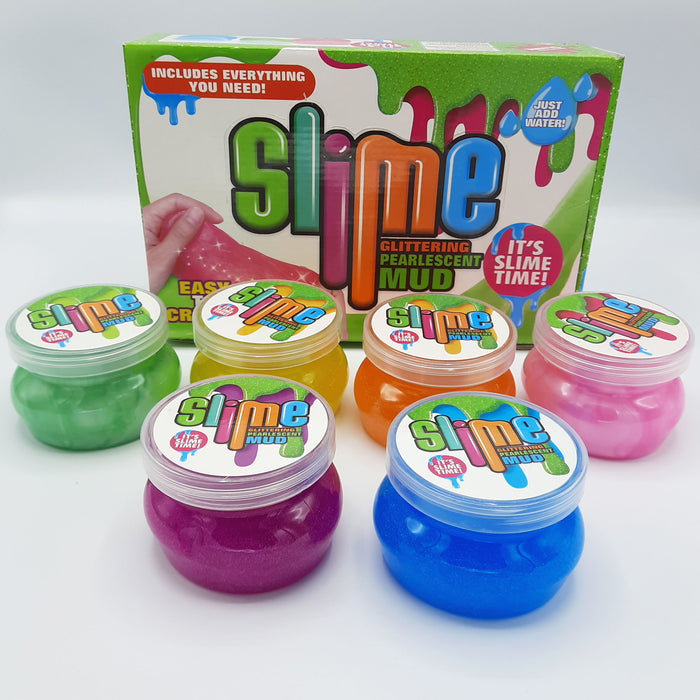 Glitterslijm - It's Slime Time - Pakket met 6 potten glitter slijm (6 x 290 gram)