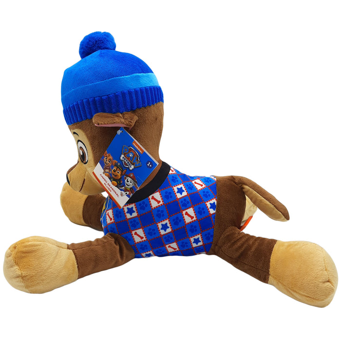 PAW Patrol -  Chase - Grote Knuffel Hond - Ruiten print - Pluche Knuffelbeer - XXL 48 cm