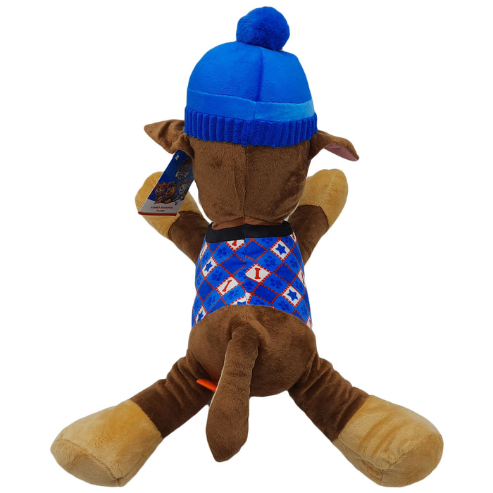 PAW Patrol -  Chase - Grote Knuffel Hond - Ruiten print - Pluche Knuffelbeer - XXL 48 cm